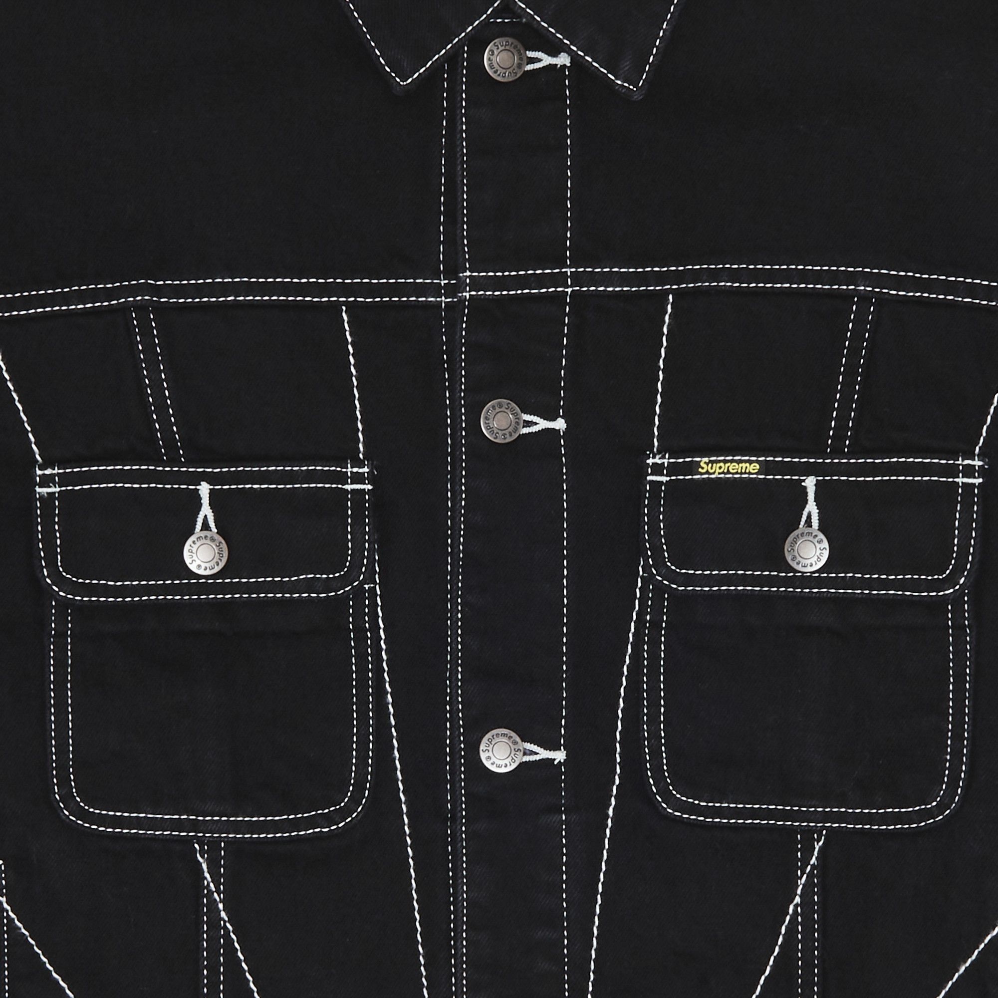Supreme Radial Embroidered Denim Trucker Jacket 'Black' - 3