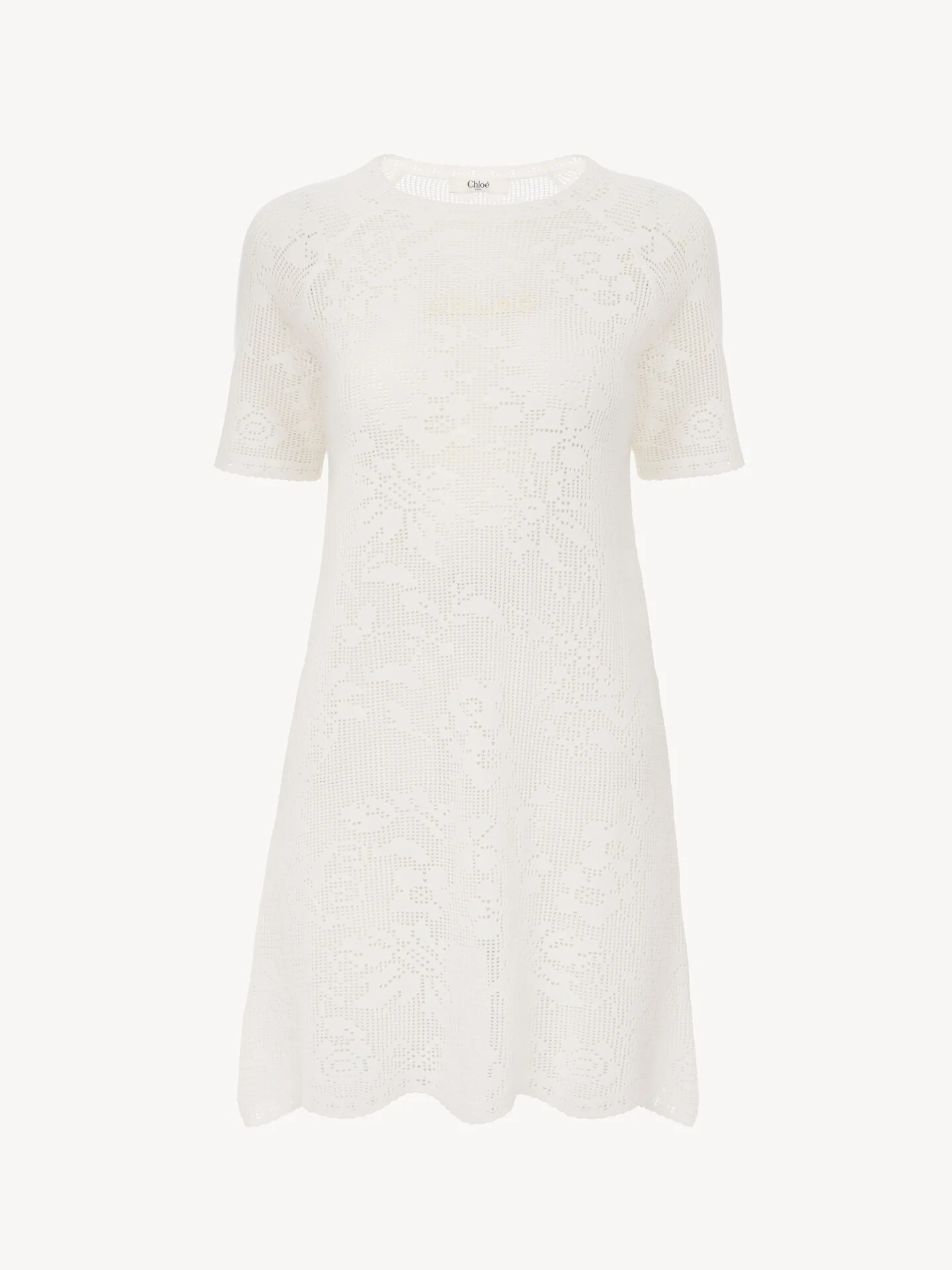 SHORT-SLEEVE FITTED MINI DRESS IN A COTTON KNIT - 1