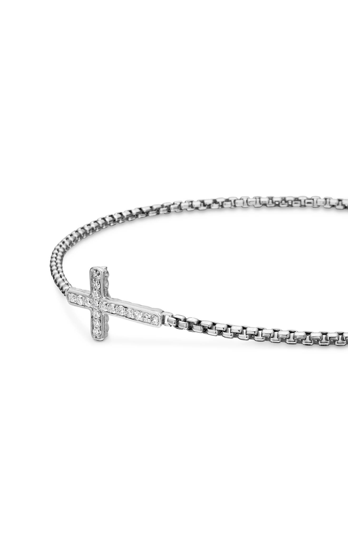 David Yurman Petite Pavé Sideway Cross Slider Bracelet in Silver Pave at Nordstrom - 3