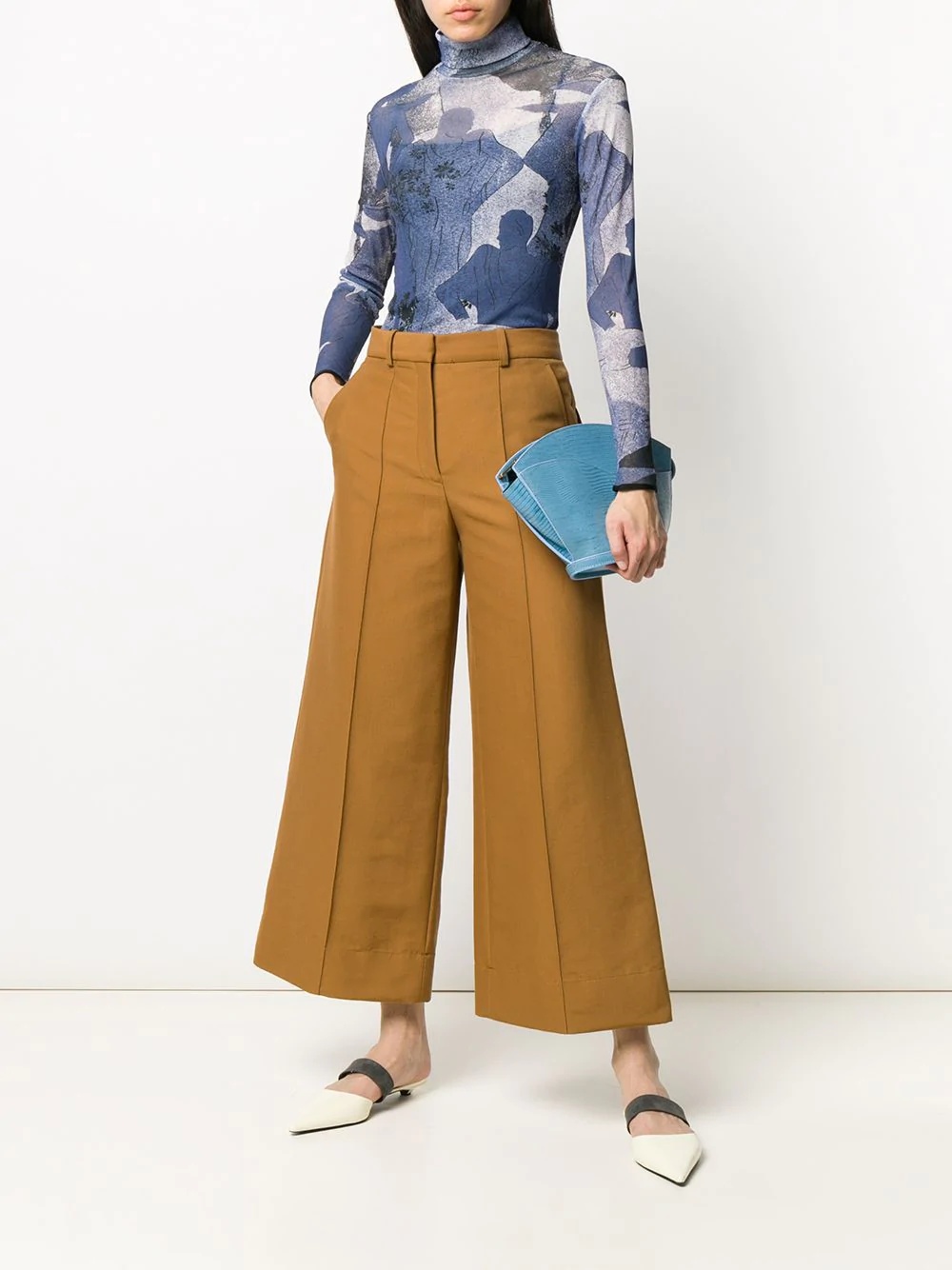 abstract print turtleneck top - 2