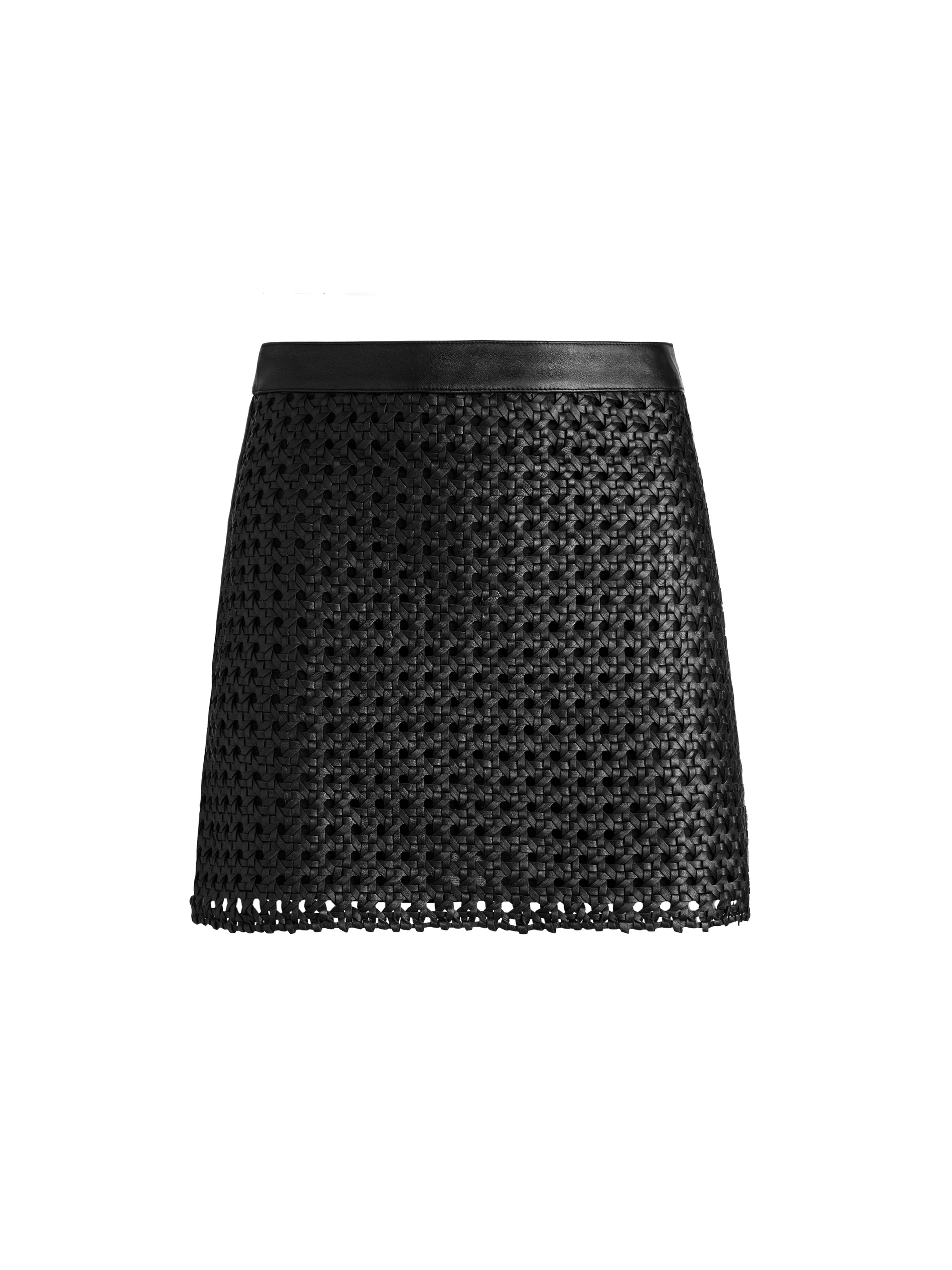 RILEY A-LINE LEATHER MINI SKIRT - 1