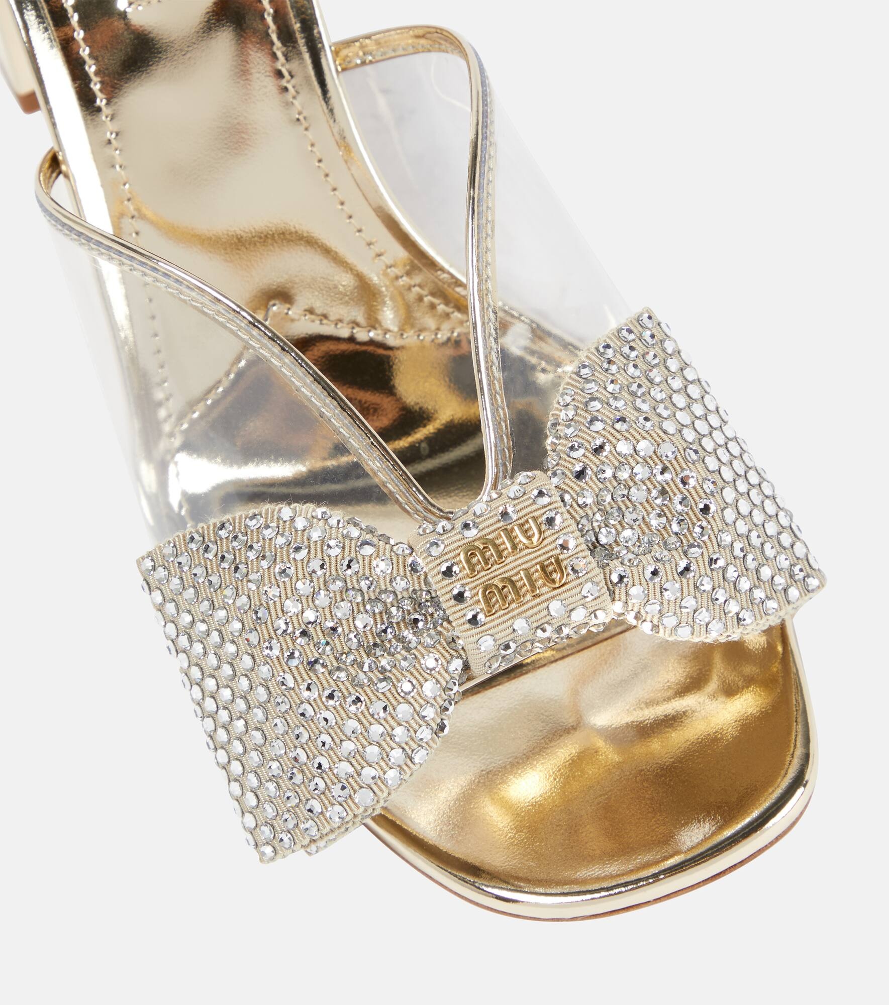 Embellished metallic leather sandals - 6