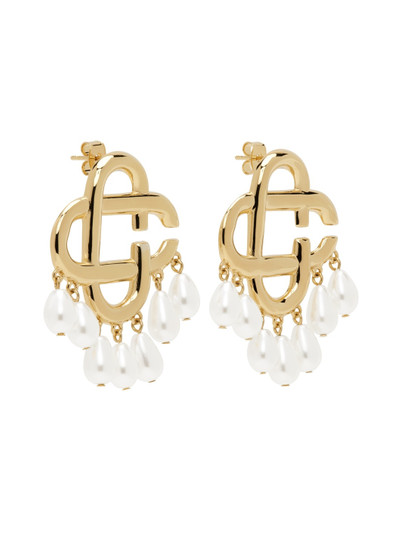 CASABLANCA Gold Pearl Drop Logo Earrings outlook