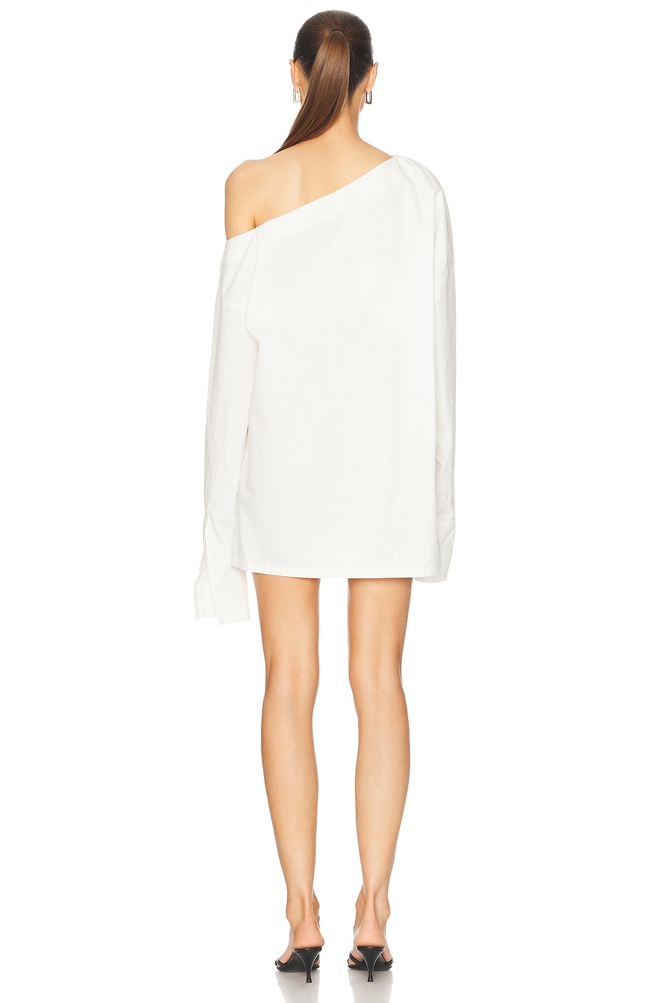 Open Neck Asymmetric Shirt Dress - 5