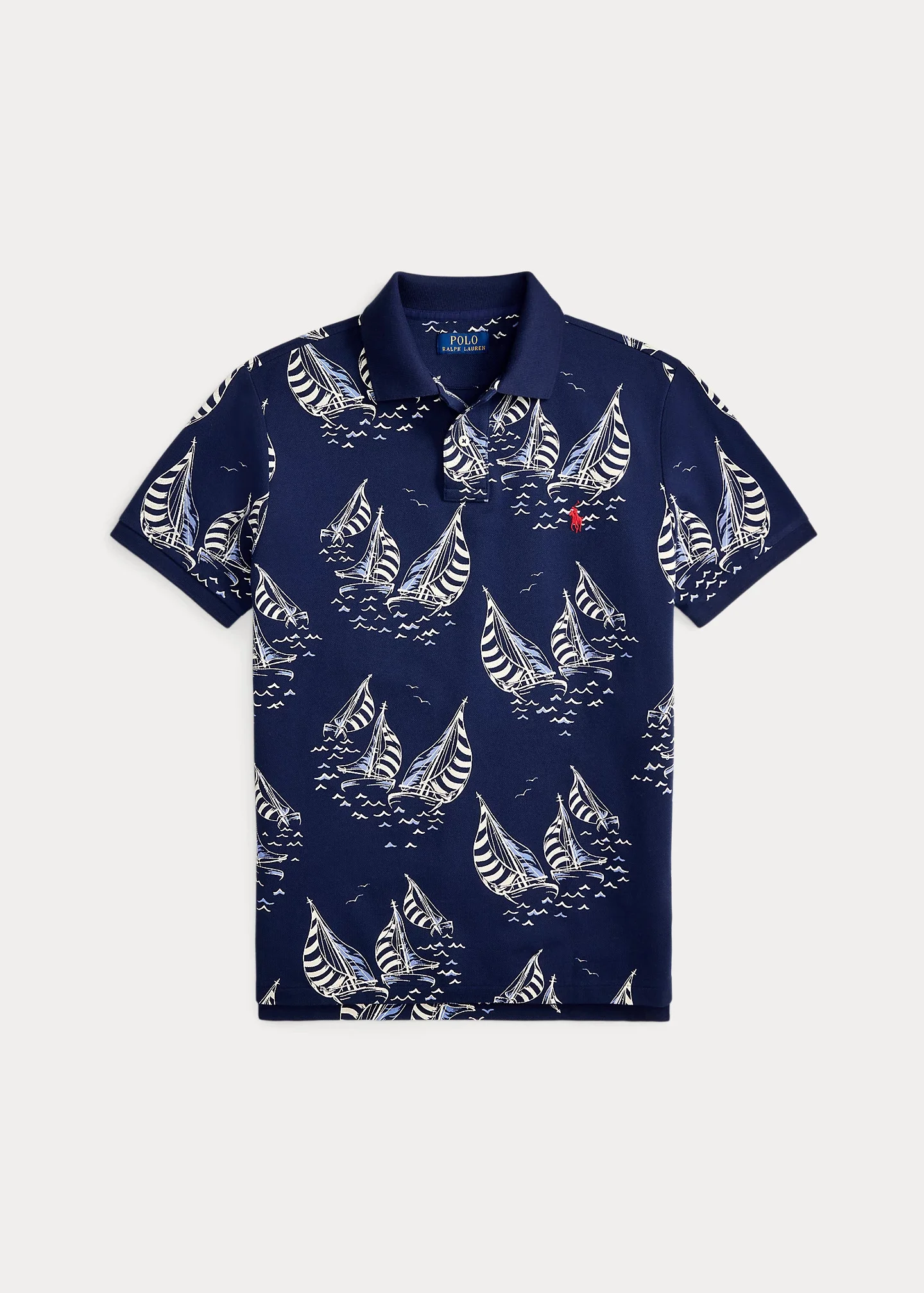 Custom Slim Fit Sailboat Mesh Polo Shirt - 1