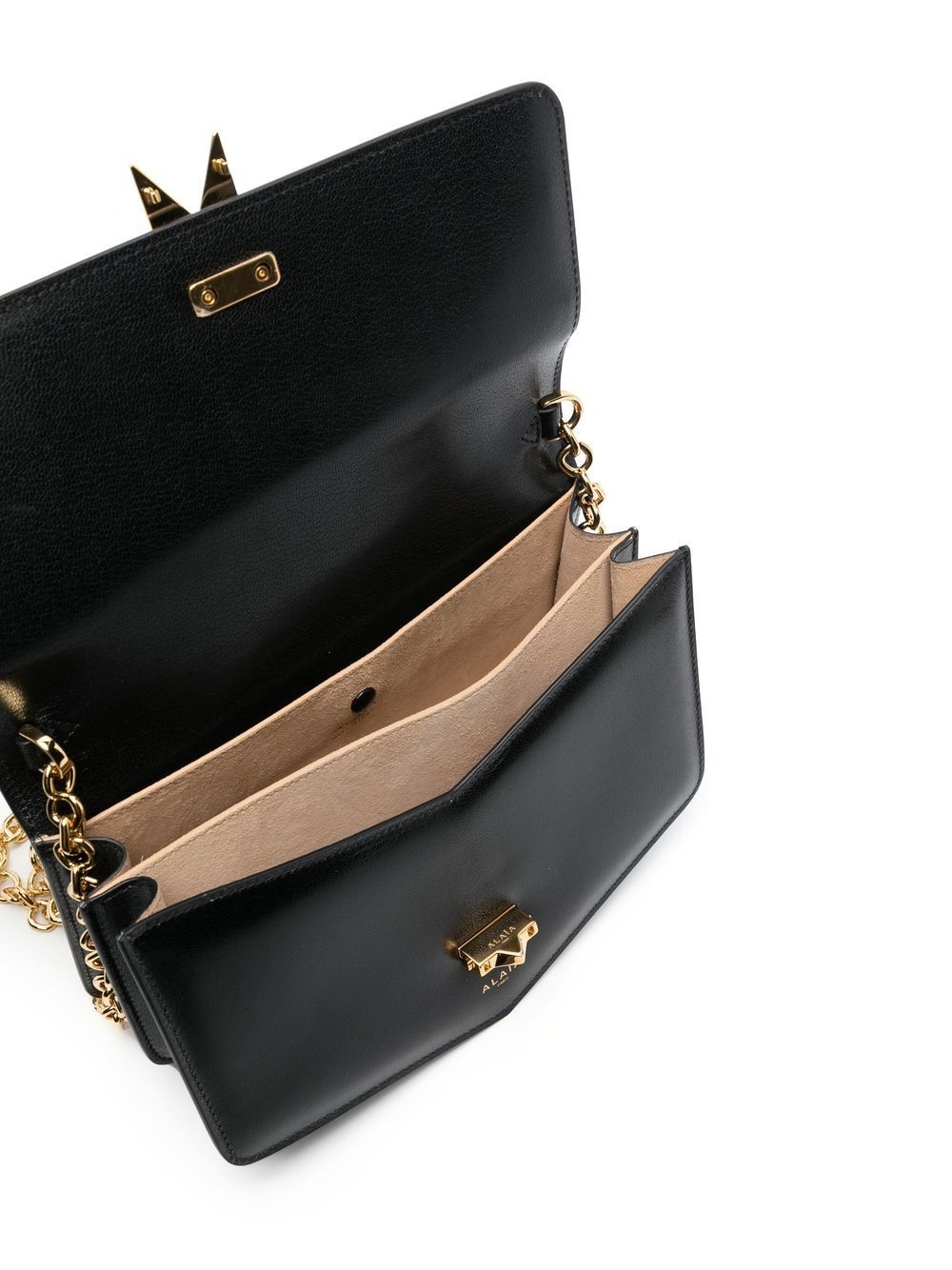 logo-plaque leather shoulder bag - 6