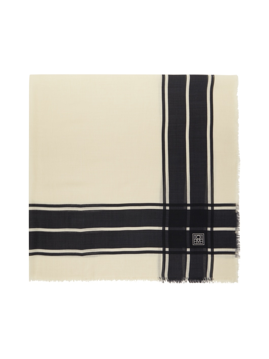 Off-White & Black Wool Silk Blanket Scarf - 1