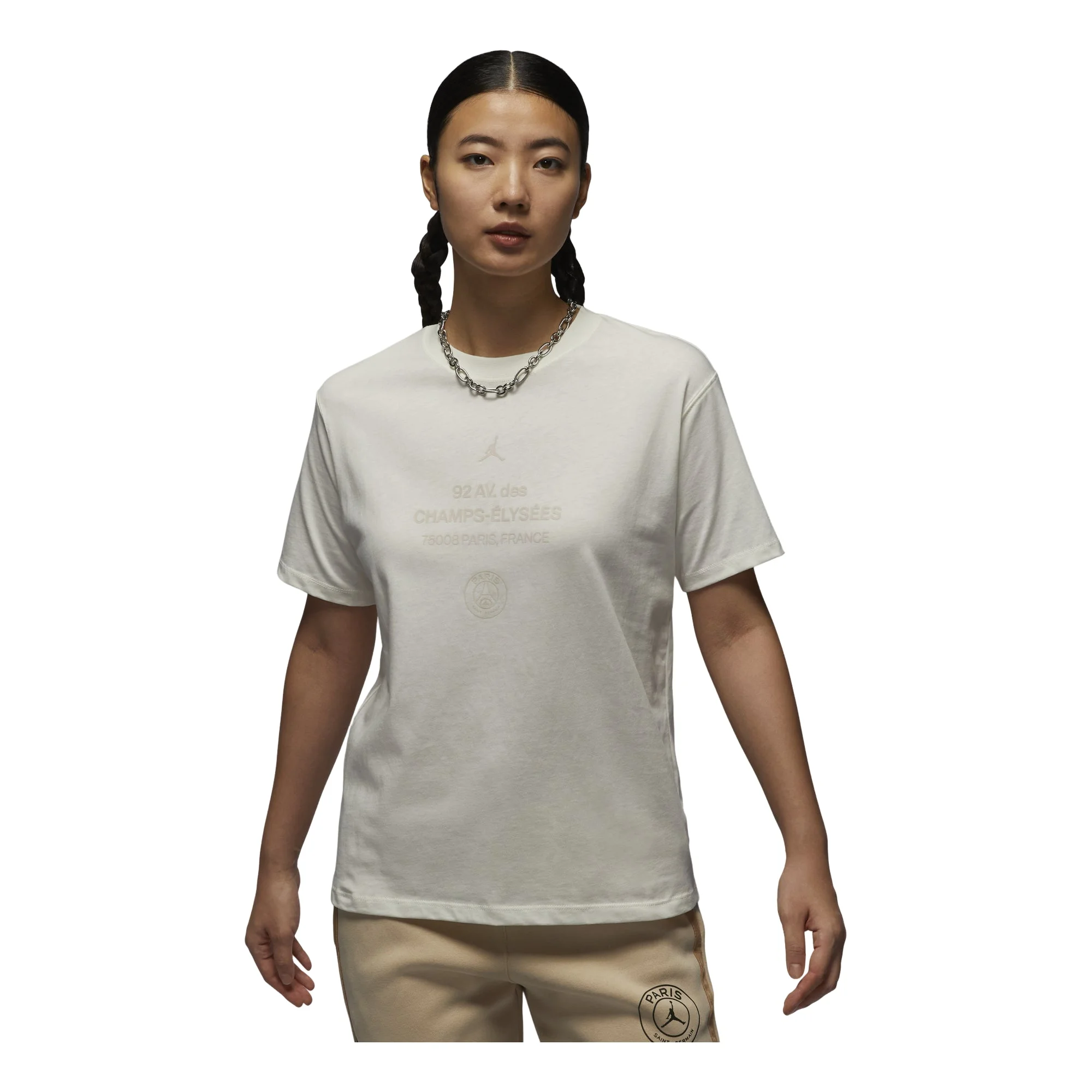 (WMNS) 에어 요르단 파리 Saint-Germain T-Shirt 아시아 Sizing 'Sail' FV7749-133 - 1