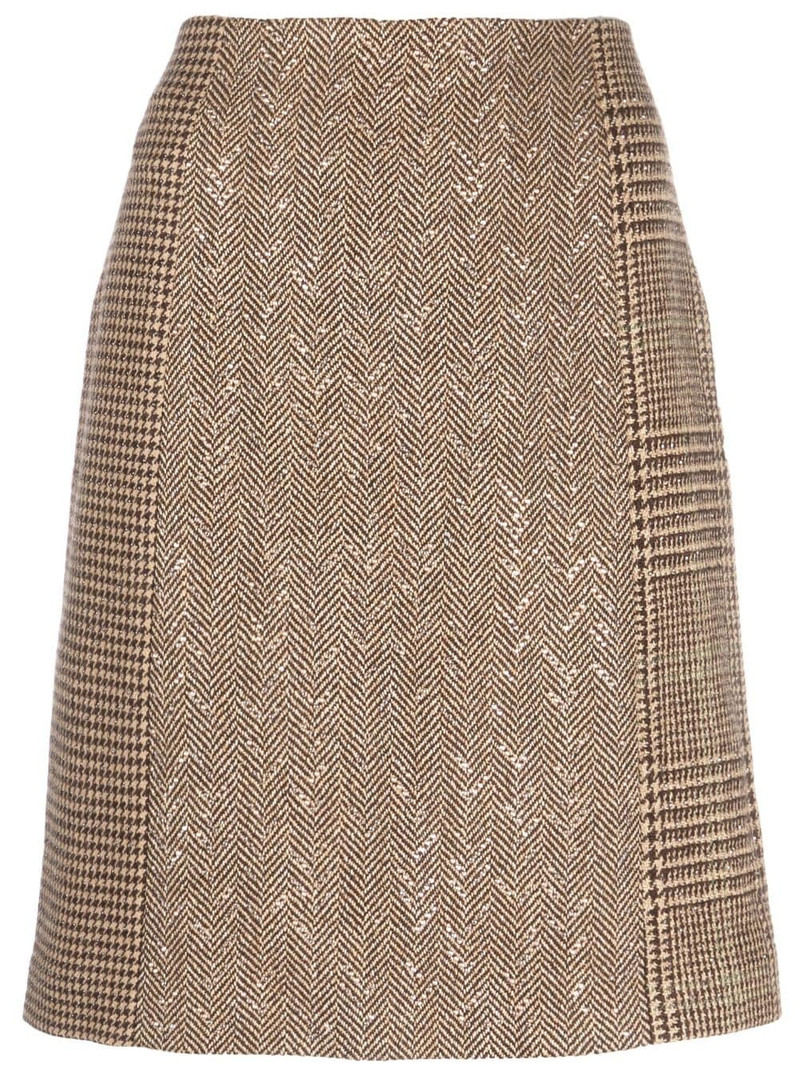 chevron houndstooth-pattern straight skirt 1