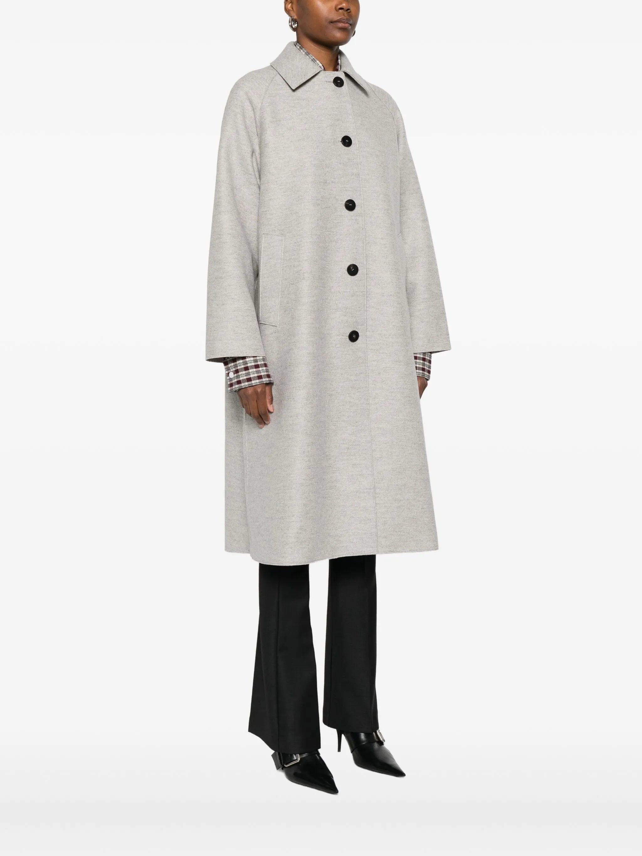 Harris Wharf London Balmacaan Raglan-sleeve Button Coat - 4