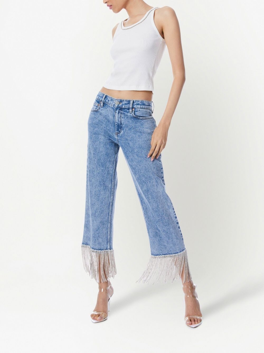 crystal-embellished cropped jeans - 2