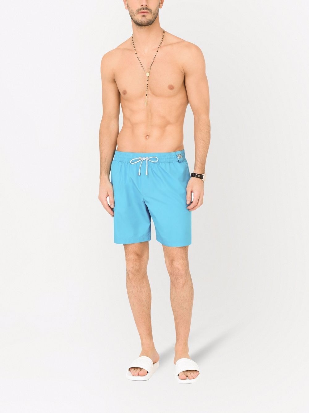 logo-plaque mid-length swim shorts - 2