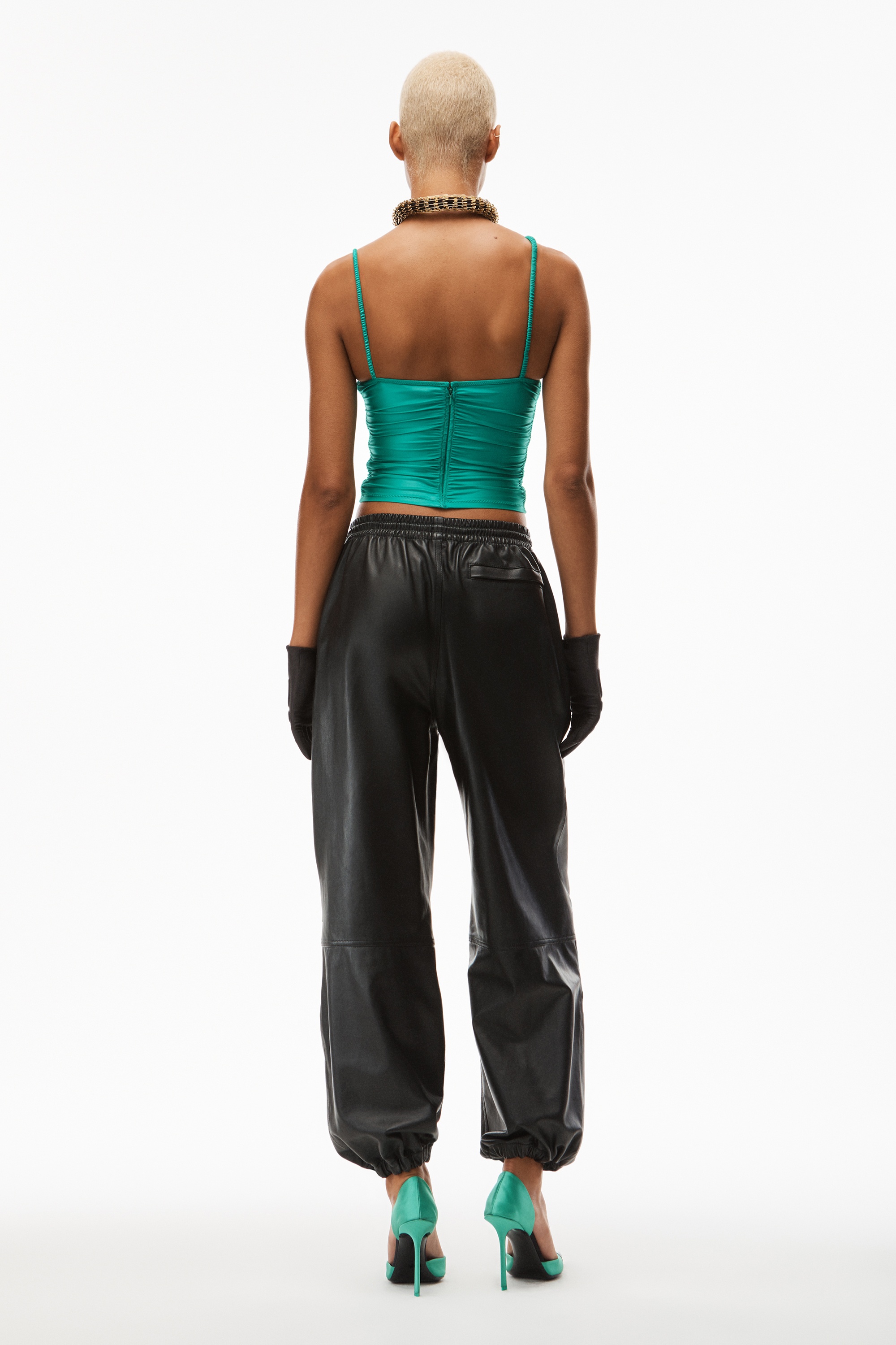 RUCHED CROP CAMI IN SPANDEX JERSEY - 3