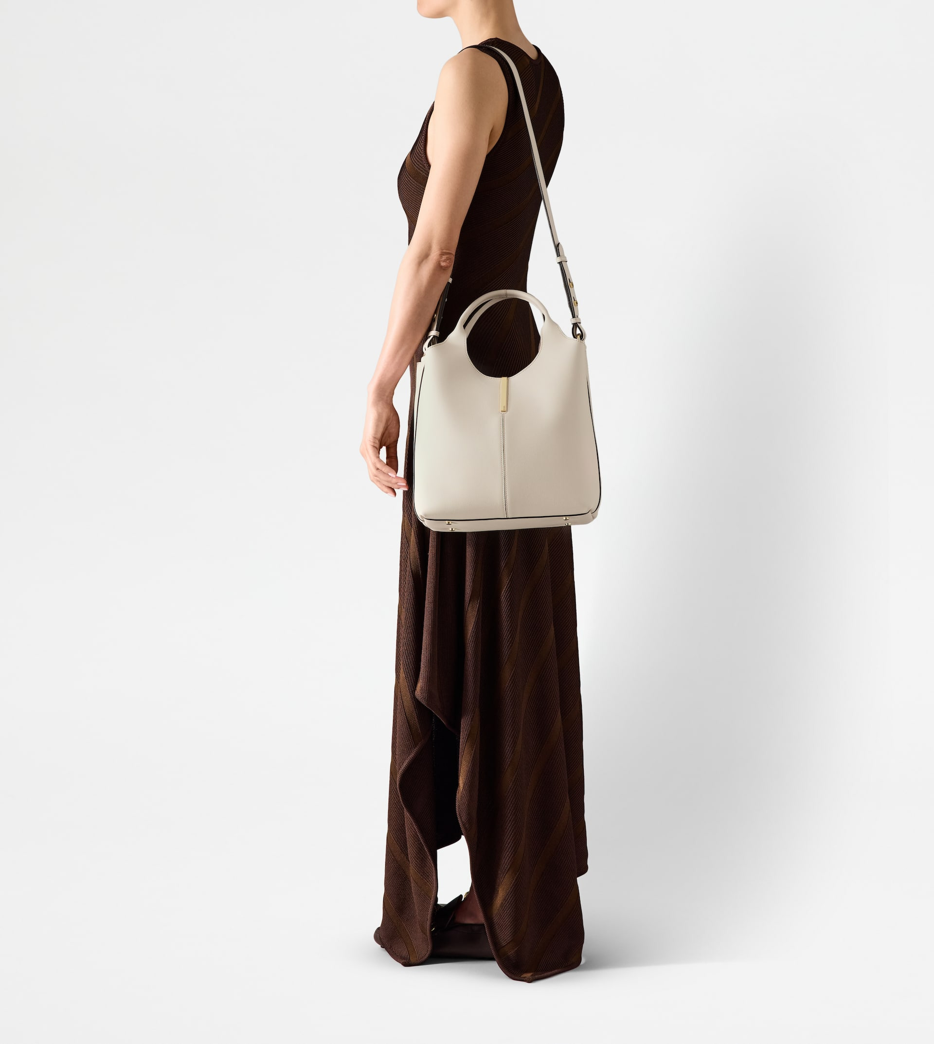 TOTE SHOPPING BAG IN LEATHER SMALL - WHITE - 8