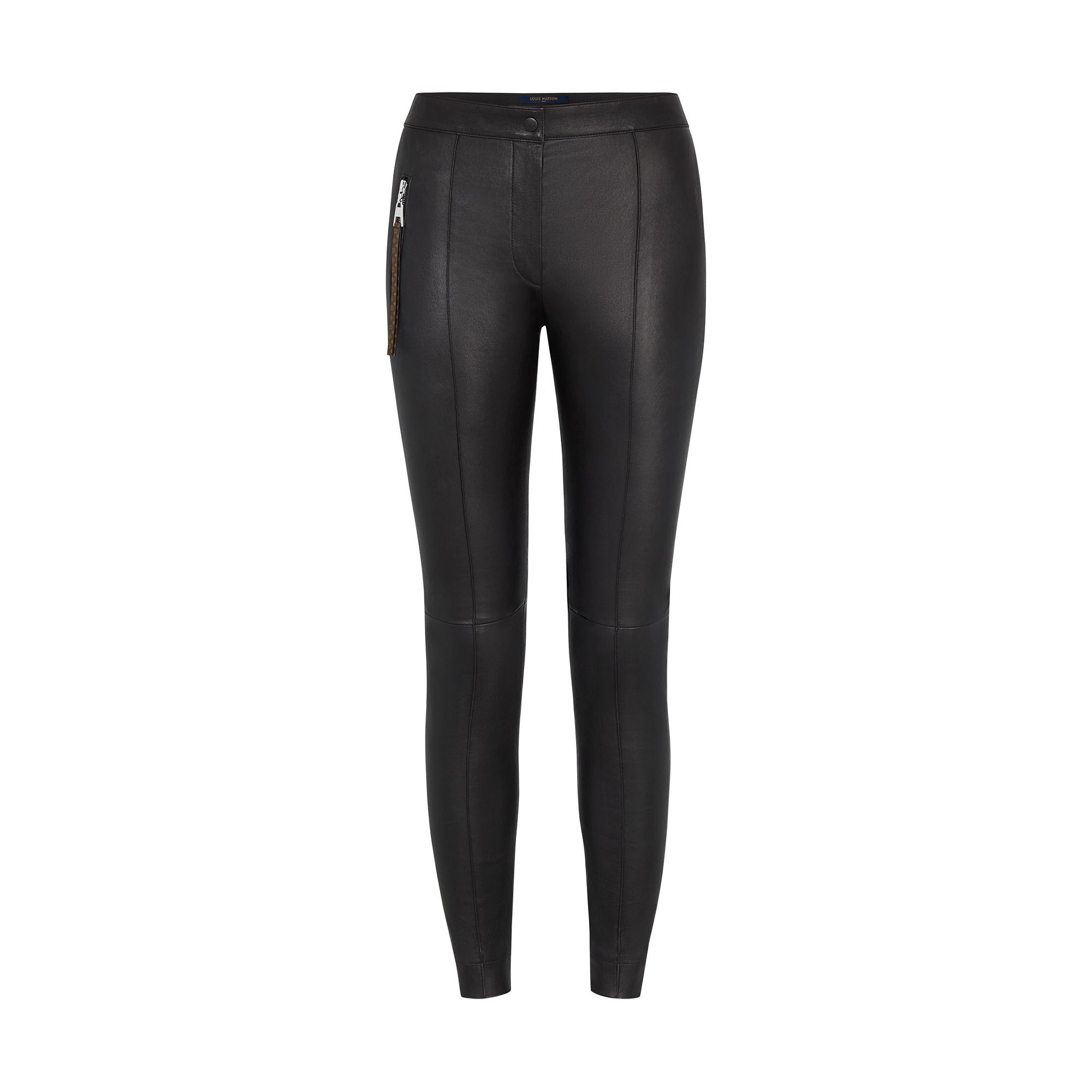 Skinny Black Leather Stretch Pants - 1