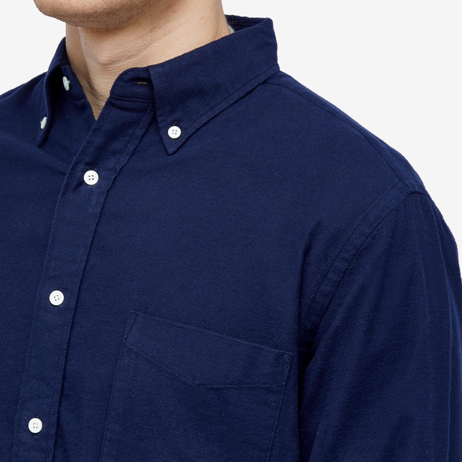 Beams Plus Button Down Solid Flannel Shirt - 5