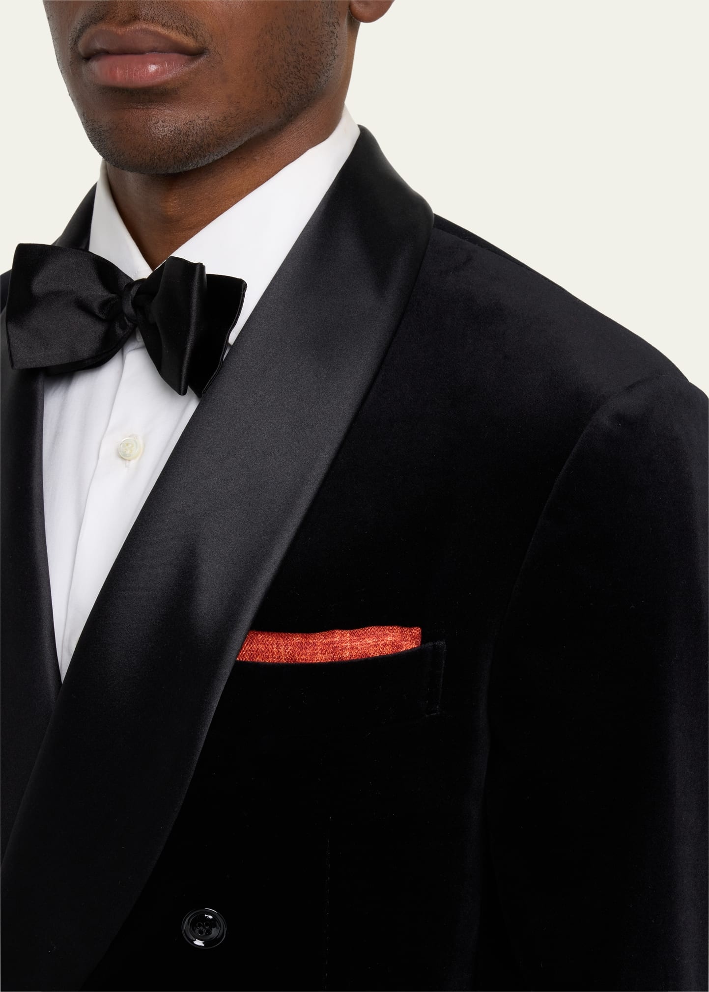 Men's Velvet Double-Breasted Shawl Tuxedo - 5