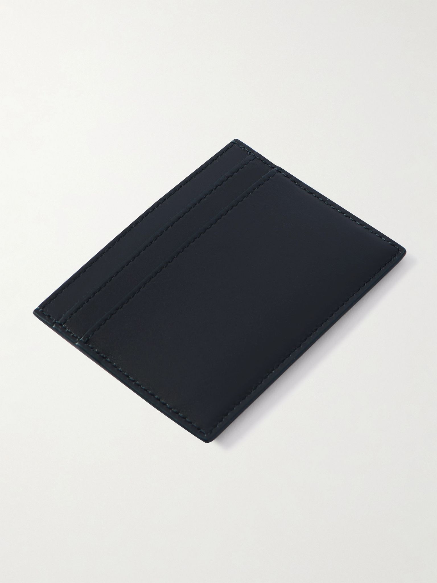Logo-Print Leather Cardholder Navy - 2