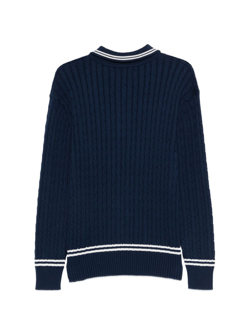 Baracuta striped cable-knit polo shirt outlook
