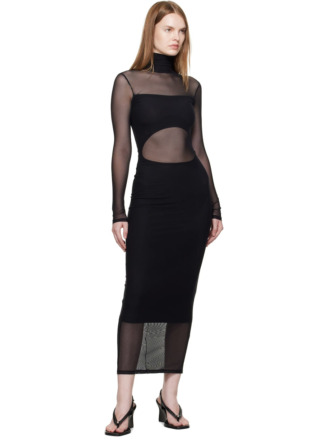 Black Illusion Midi Dress - 4