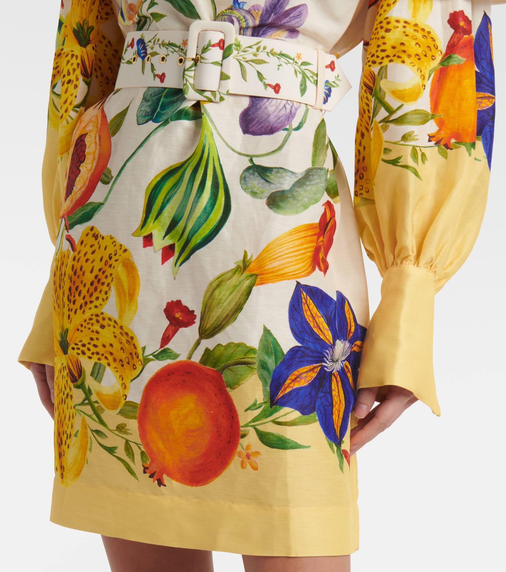 Flores floral linen-blend minidress - 5