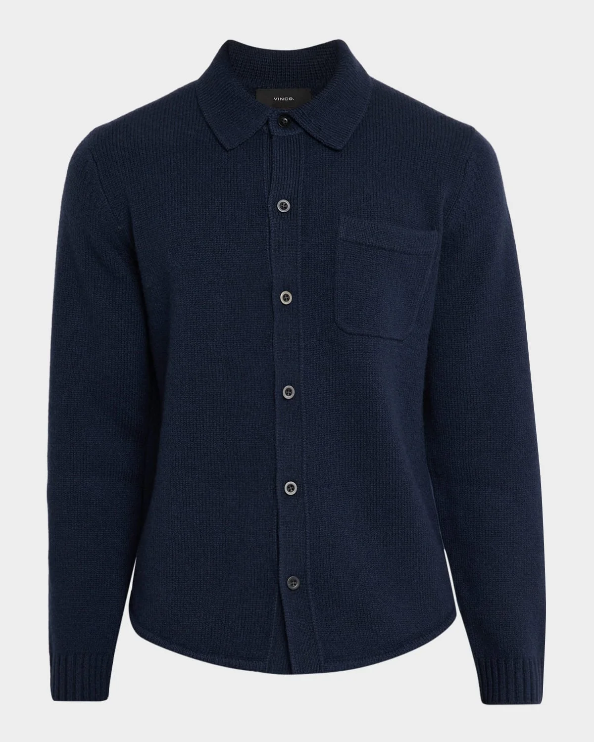 Men's Wool Sweater Shirt with Pocket - 1