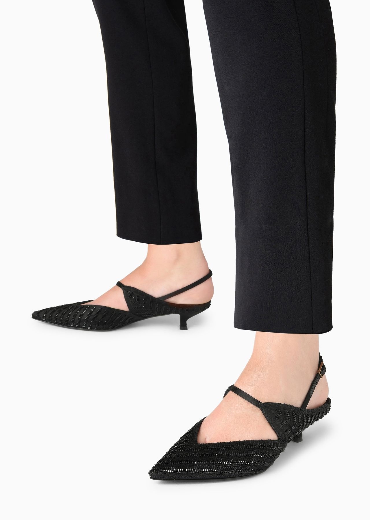 Satin slingbacks with bead embroidery - 6