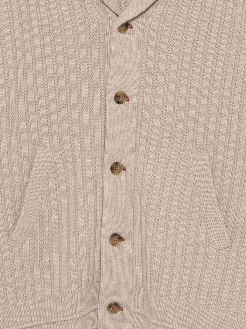 shawl-collar ribbed cardigan 3