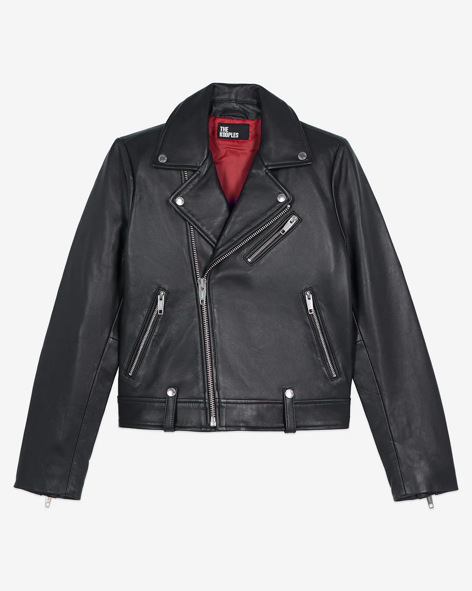 BLACK LEATHER BIKER JACKET - 1