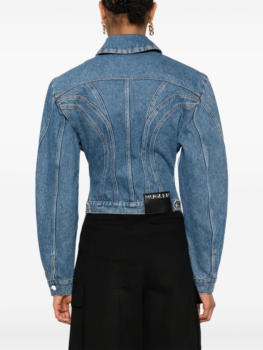 colour-block denim jacket - 4