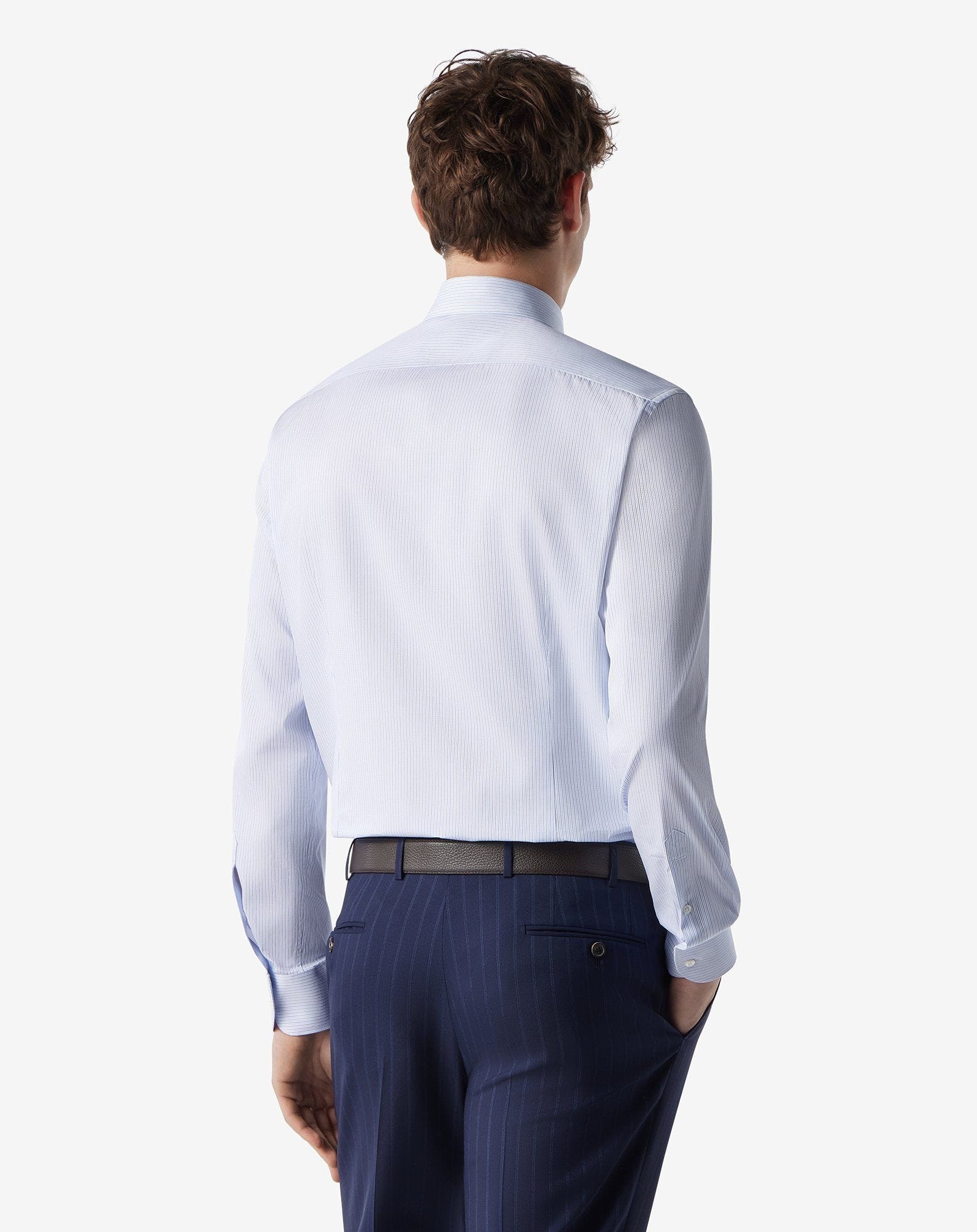 Cotton shirt with light blue and white stripes - 3