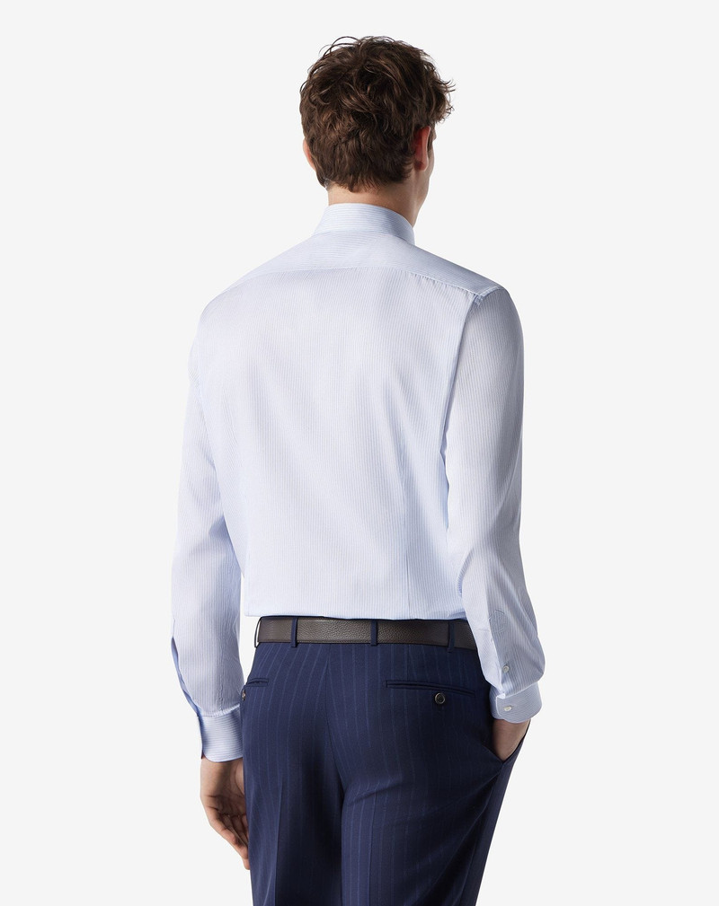 Cotton shirt with light blue and white stripes 3
