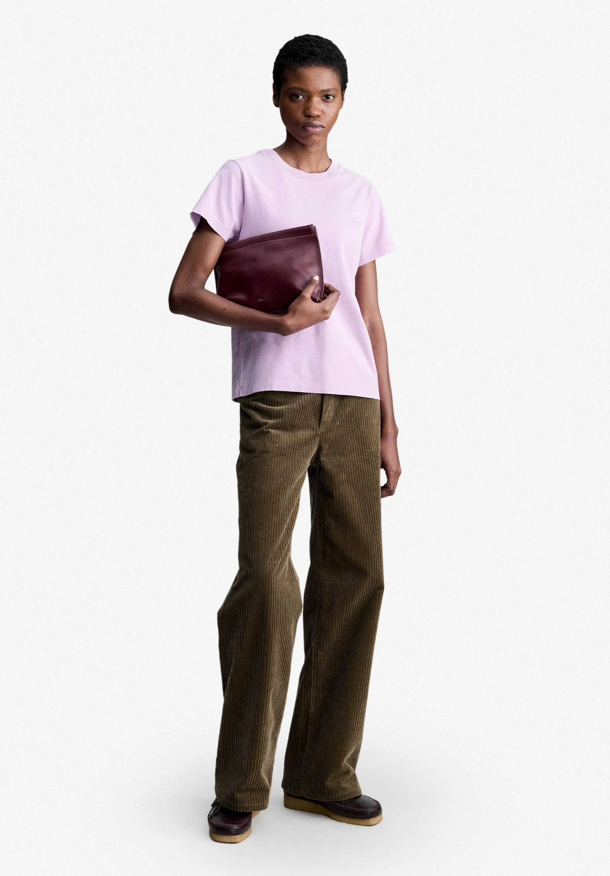 VANI T-SHIRT - PALE PINK T-SHIRT WITH A.P.C. RUE MADAME LOGO - 1