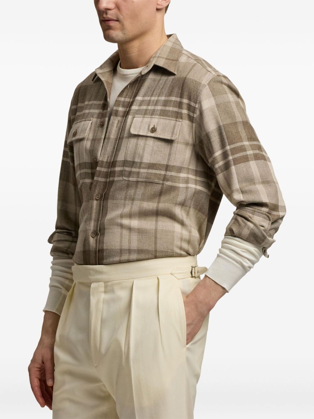 check-patterned long-sleeve shirt - 4