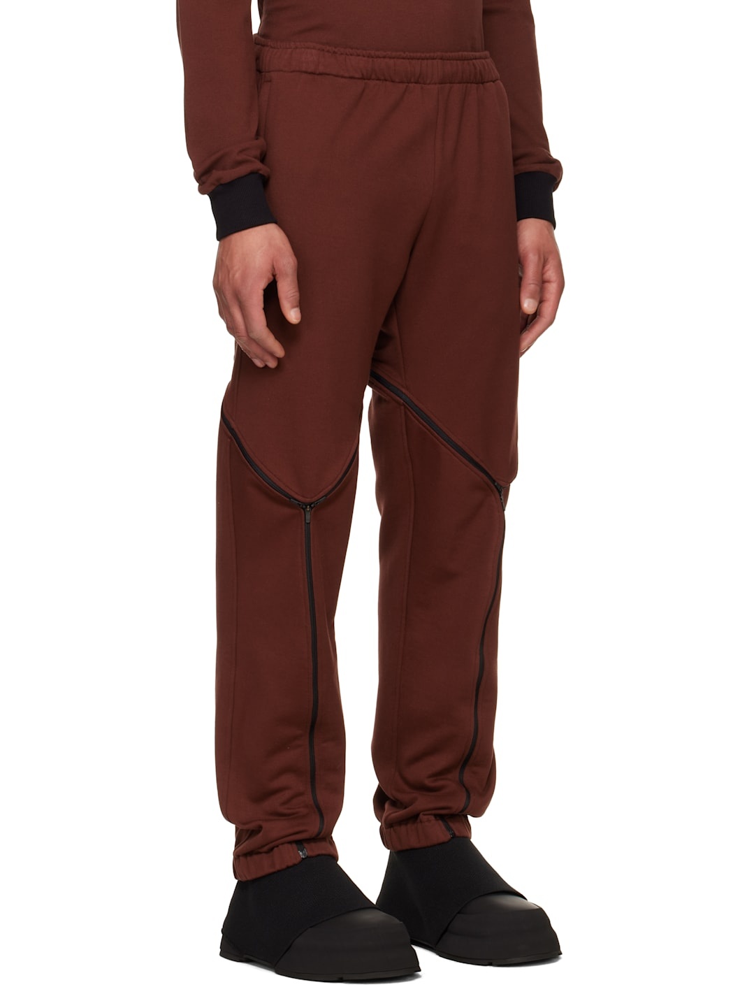 Burgundy Tri Zip Sweatpants - 2