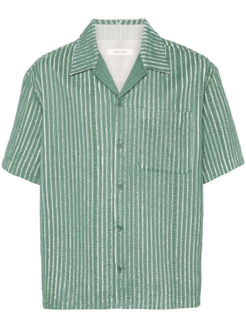 hand-frayed striped shirt - 1