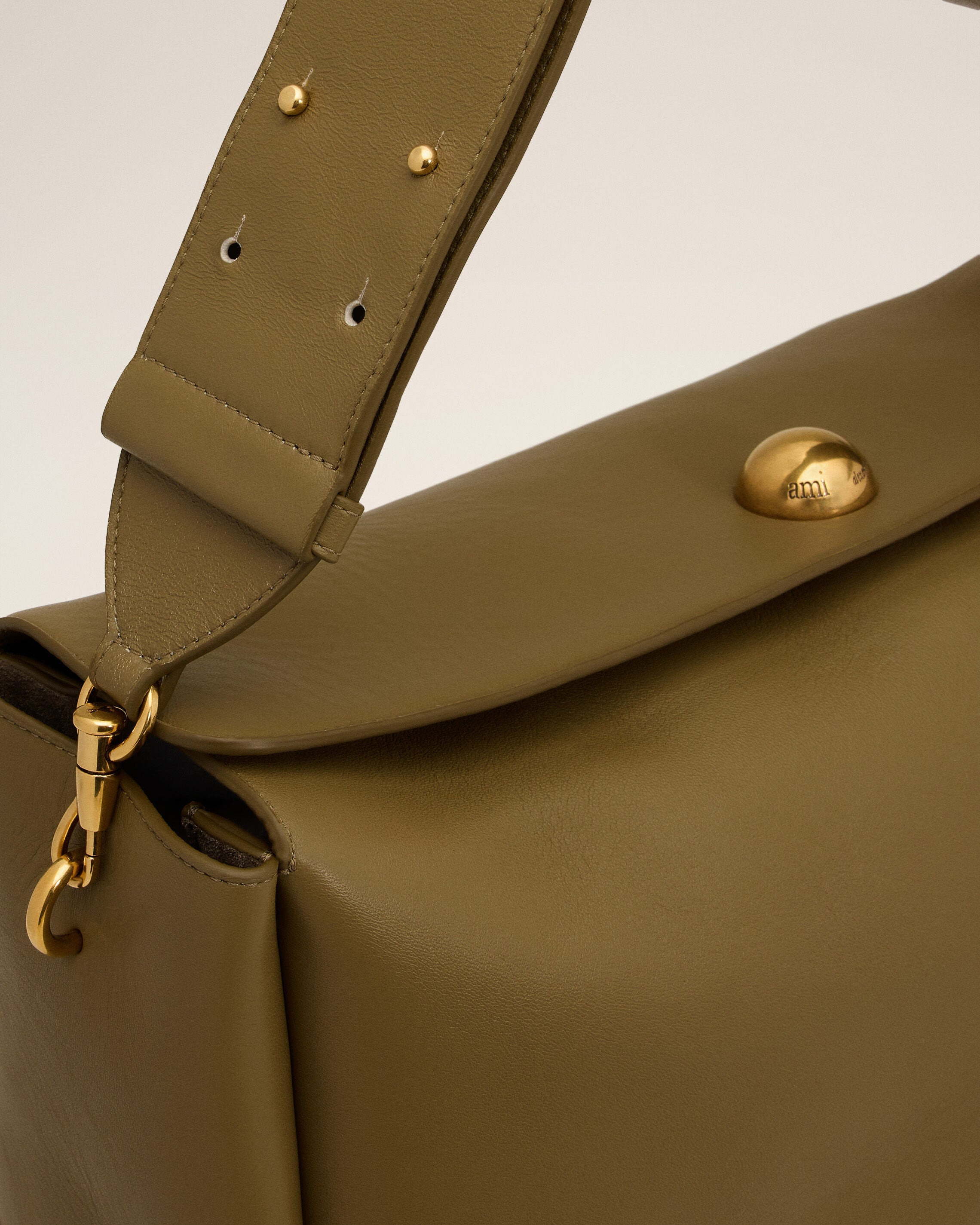 KHAKI LEATHER LARGE CARROUSEL BAG - 5