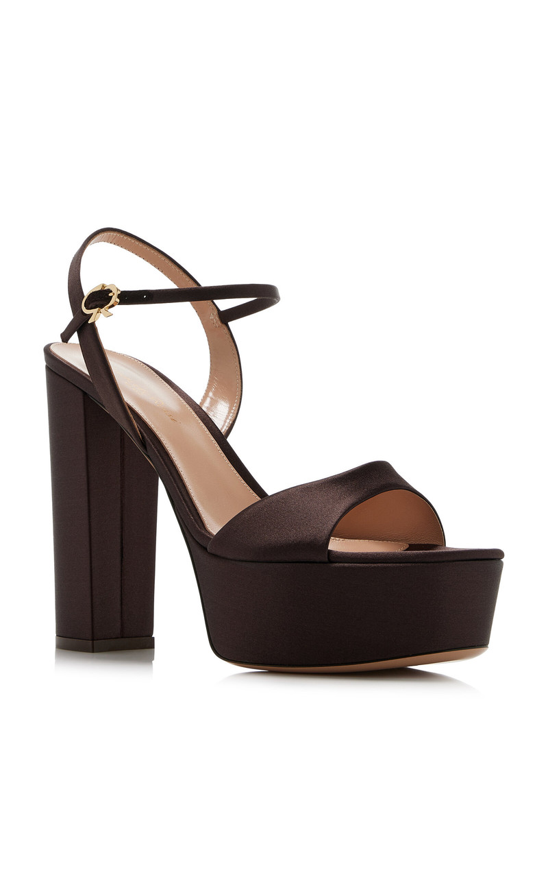 Gianvito Rossi Crepe-Satin Platform Sandals brown outlook