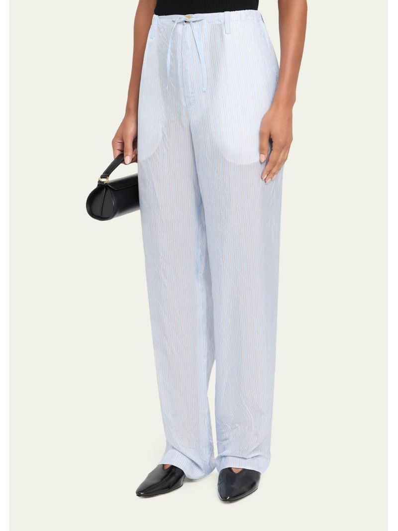 Men's Penny Stripe Cupro Straight-Leg Trousers 4