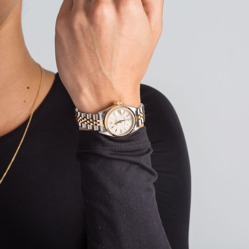 Ladies Rolex Datejust 69173 Silver Tapestry Dial - 5