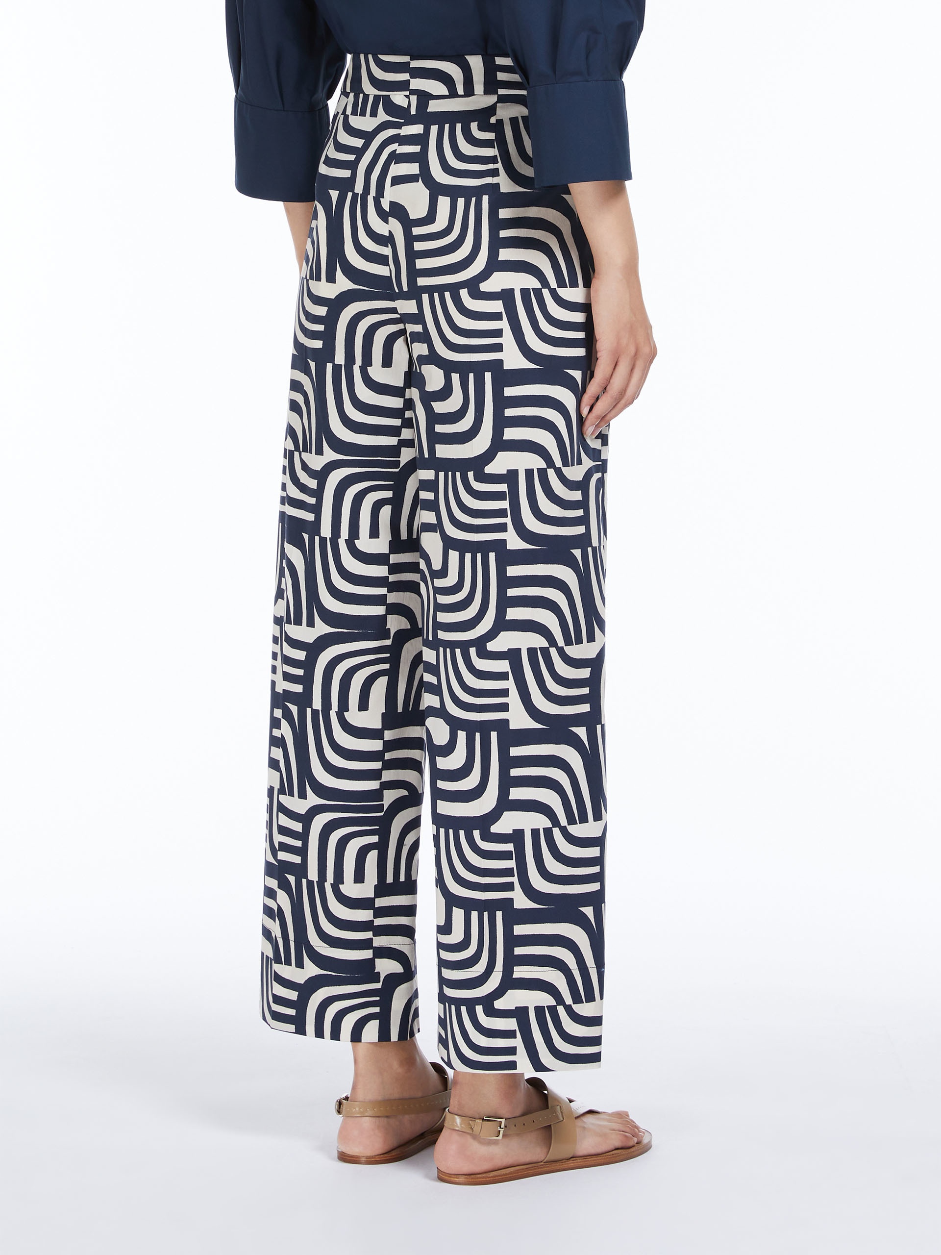 【送料&関税込】Weekend Max Mara Printed Poplin Pants Printed poplin trousers, light blue | Weekend Max Mara