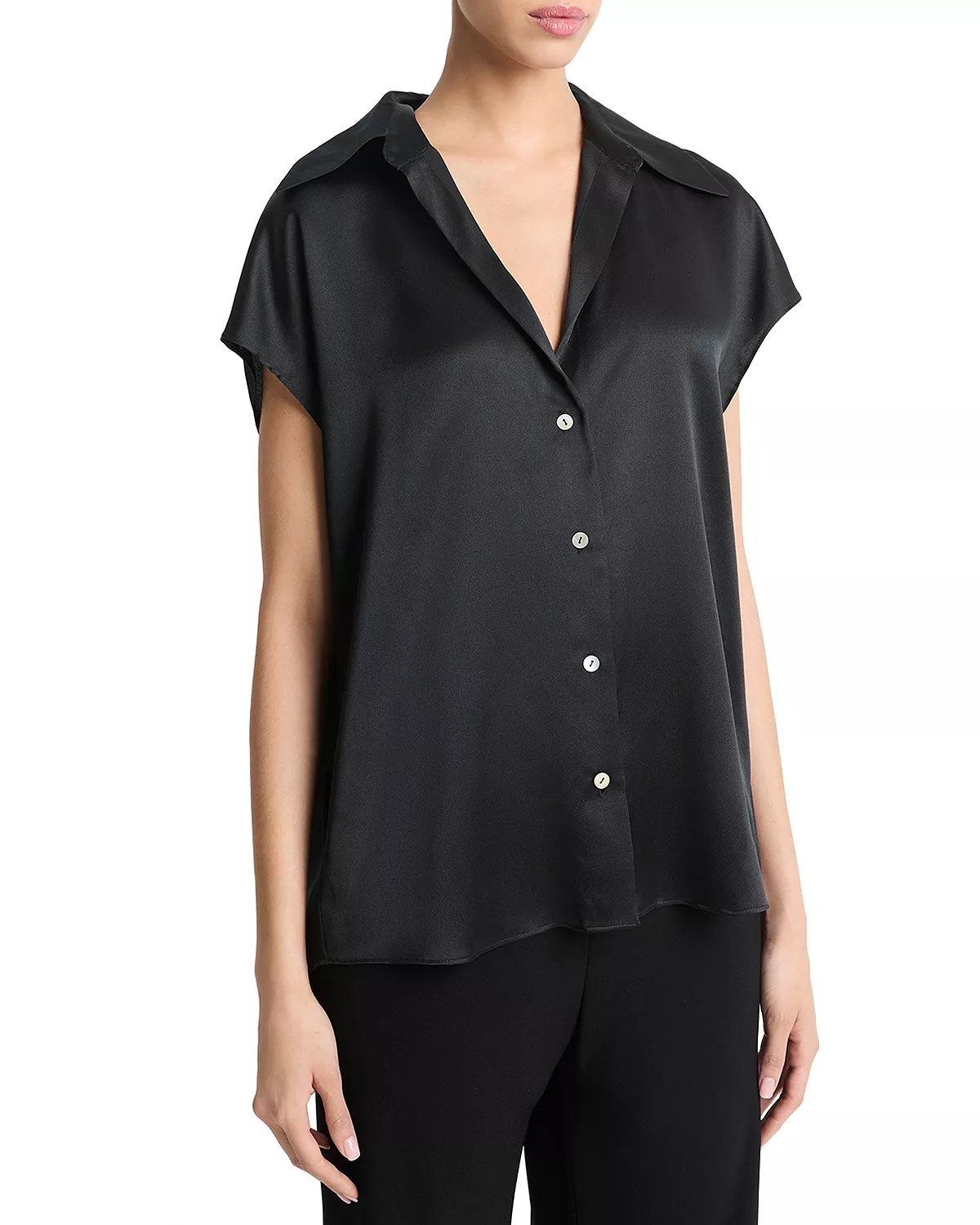 Silk Cap Sleeve Ruched Back Shirt - 4