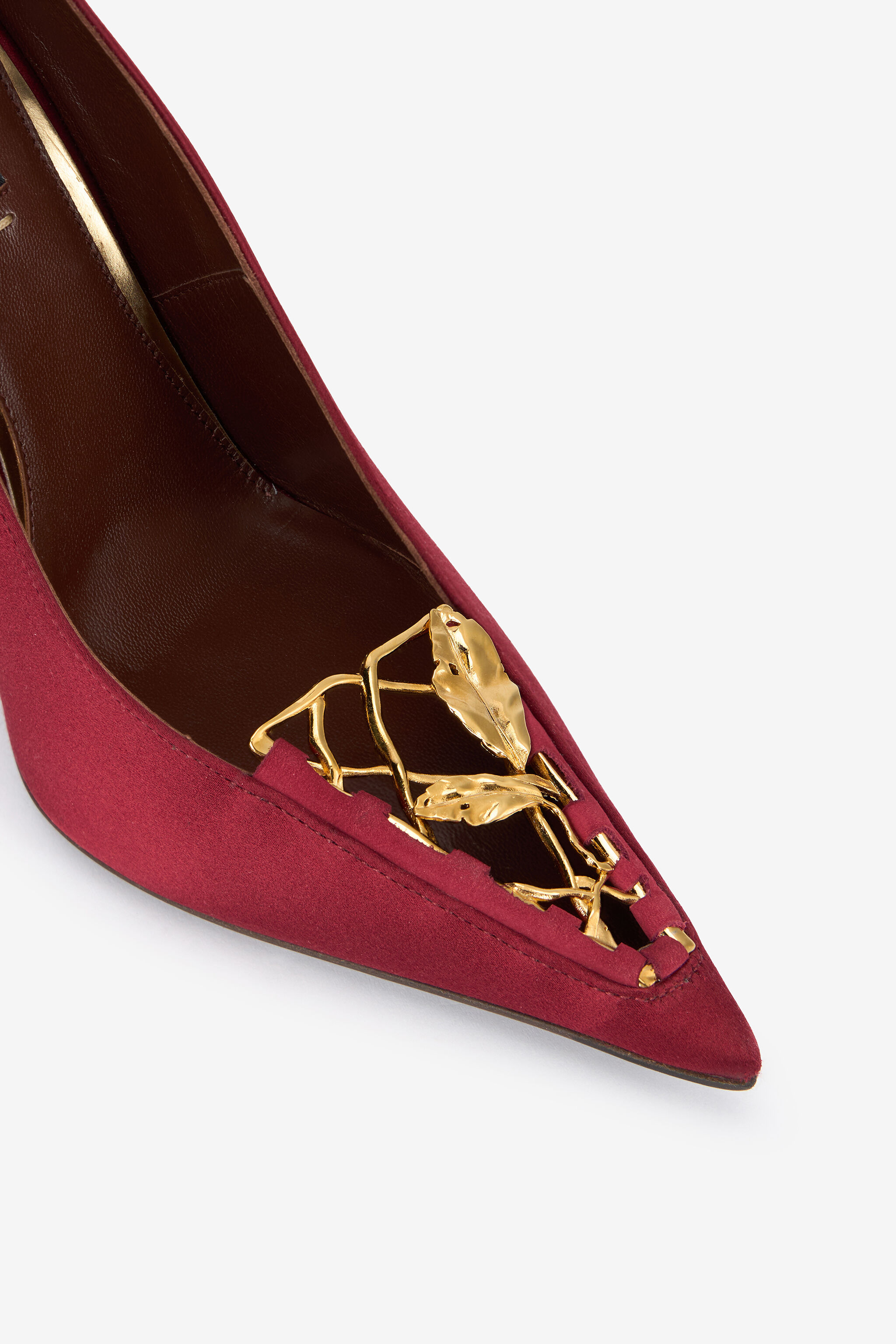 Burgundy Pumps With Leaf Insert - 4