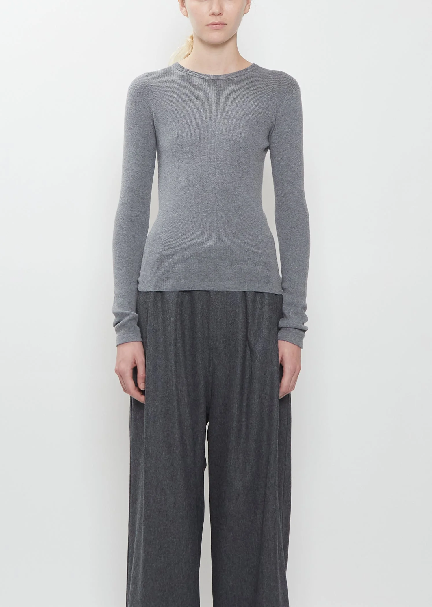 Minerva Cotton Cashmere Rib Knit Tee - 1