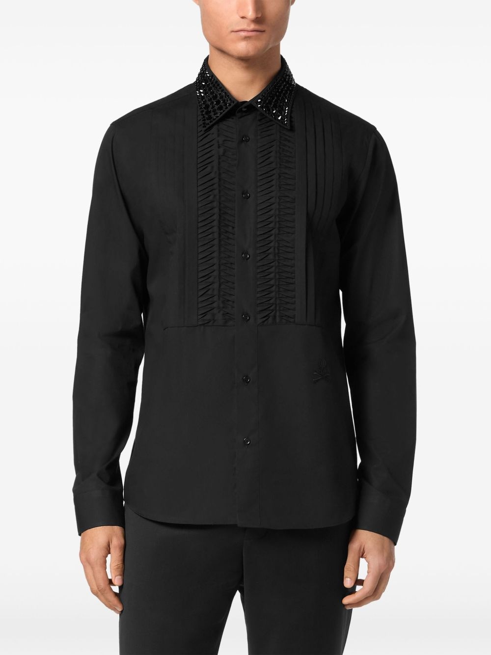 strass-detail long-sleeve shirt - 3