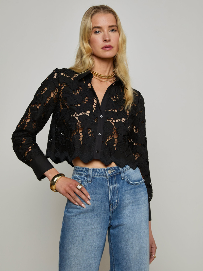 L'AGENCE Seychelle Cropped Lace Blouse outlook