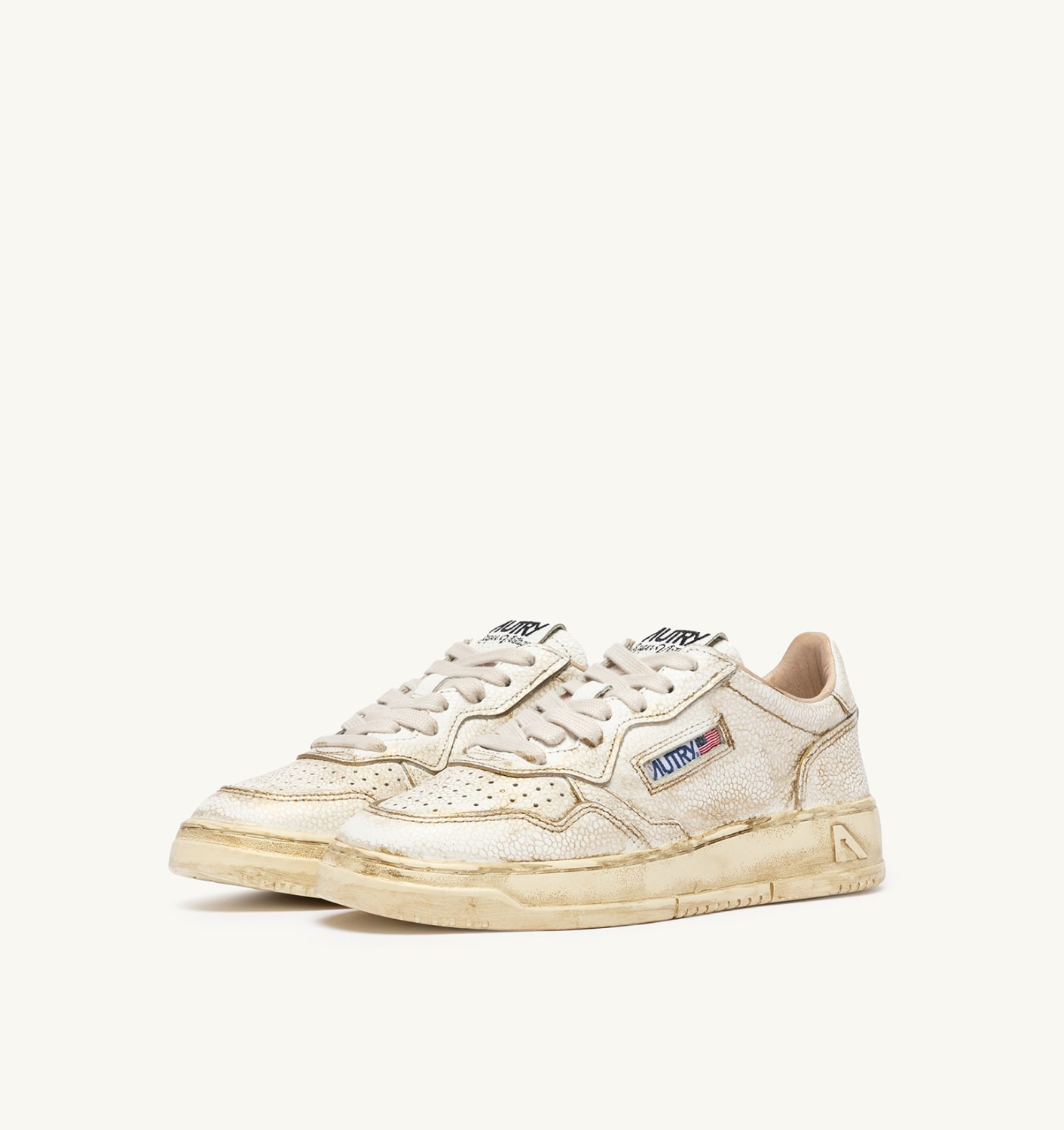 MEDALIST LOW SNEAKERS SUPER VINTAGE IN WHITE AND PLATINUM HAMMERED LEATHER - 2