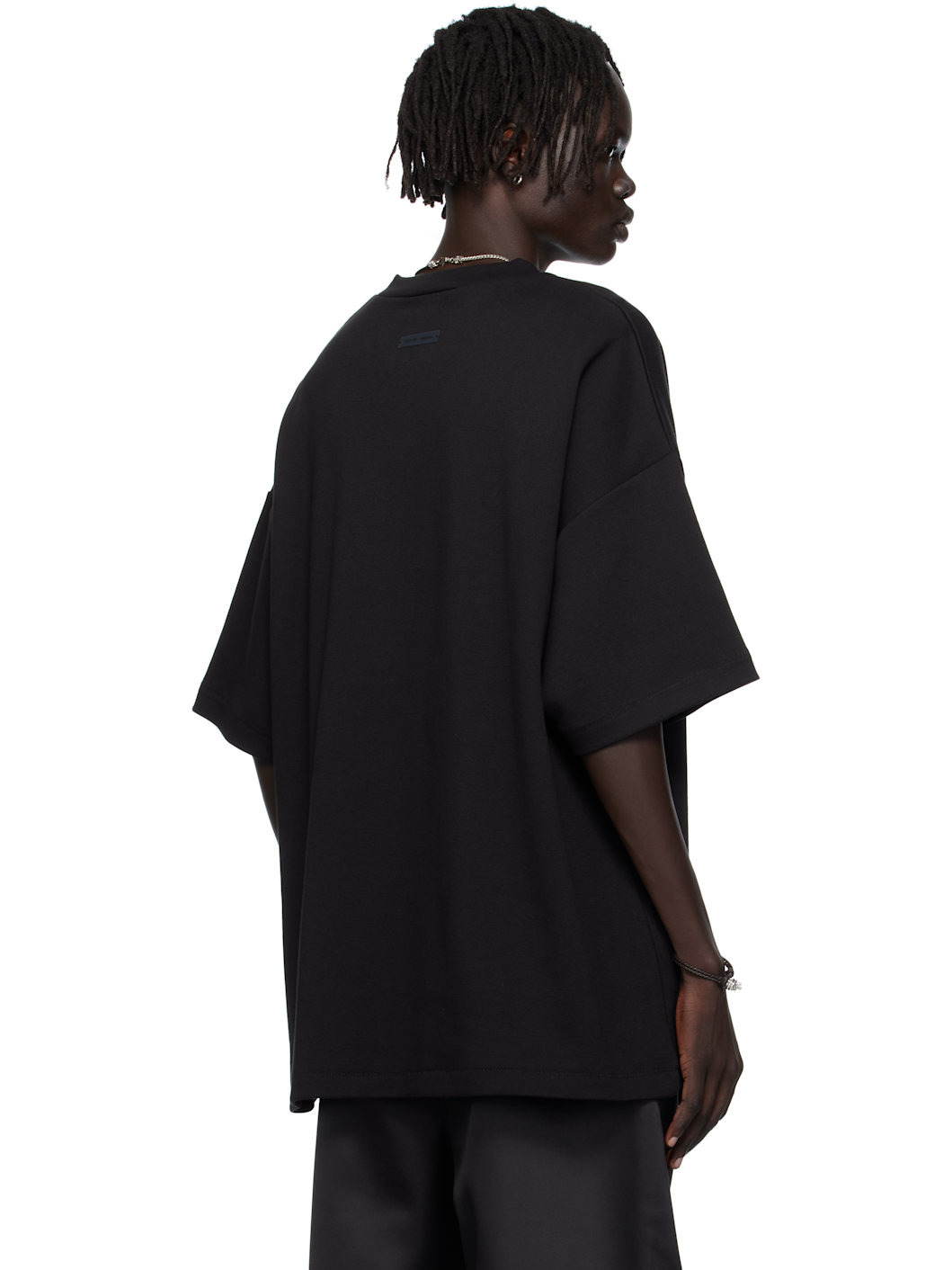 Black 90s Fit Piqué Crewneck T-shirt - 3