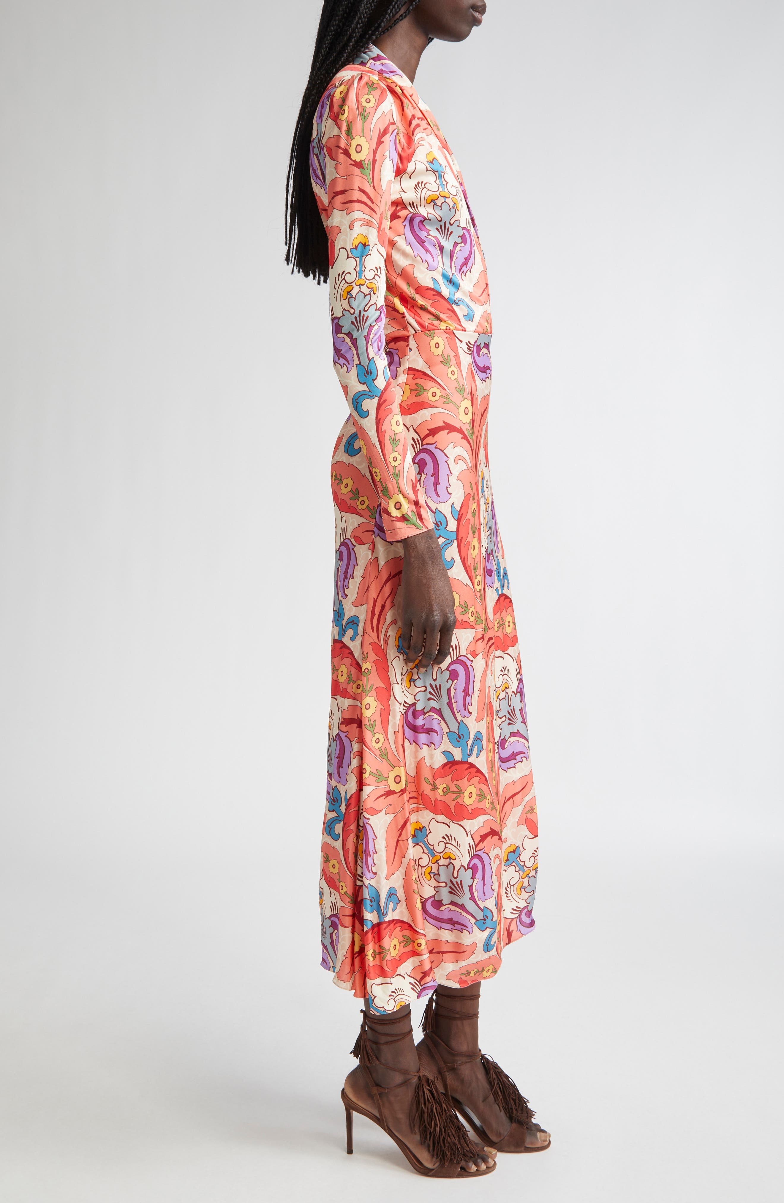 Etro Paisley Print Long Sleeve Jersey Midi Dress in Stampa F.do Rosa at Nordstrom - 4