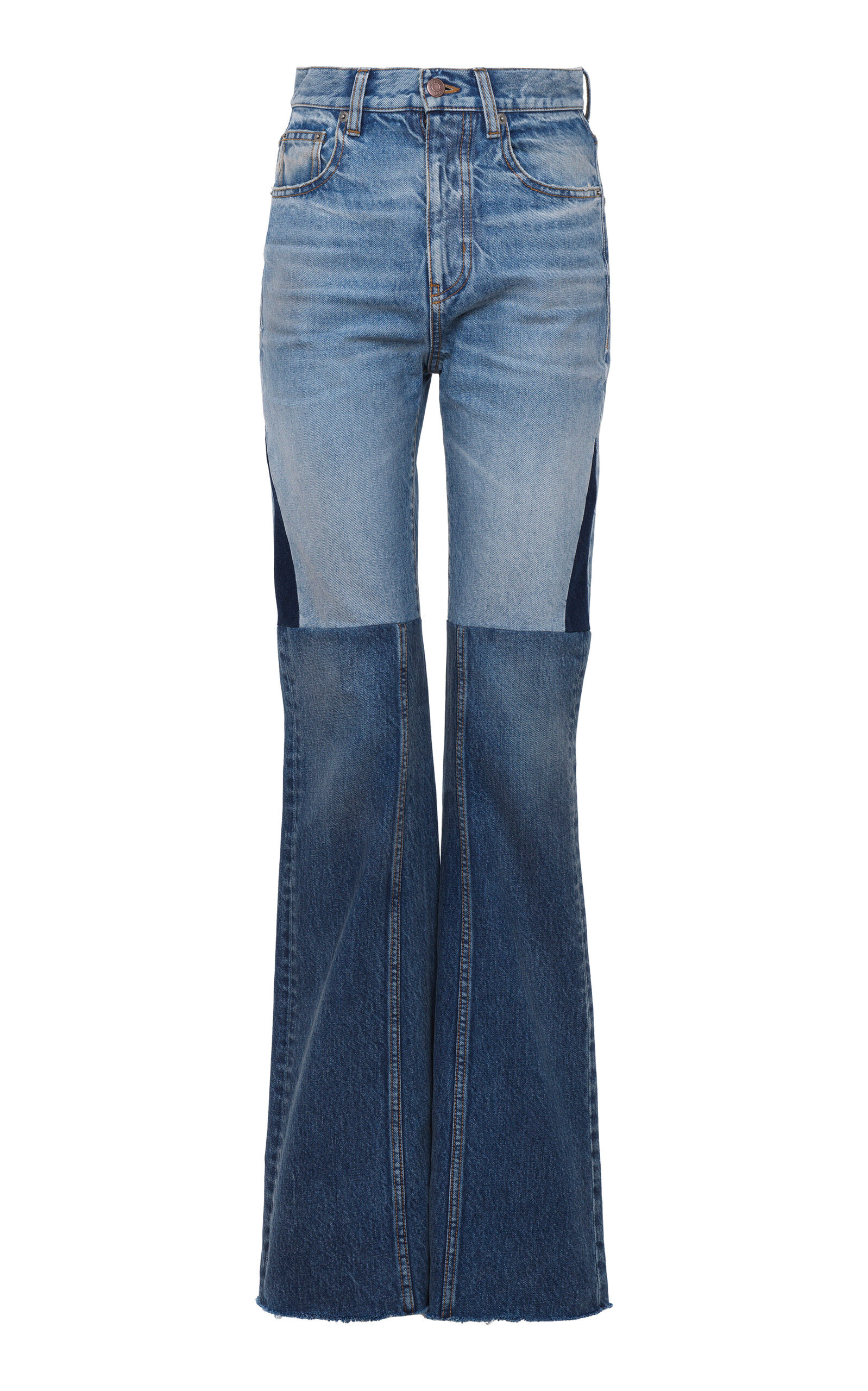 Patchwork Rigid High-Rise Flared-Leg Jeans blue - 1